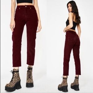 Levi’s dark red corduroy straight leg ankle crop pants